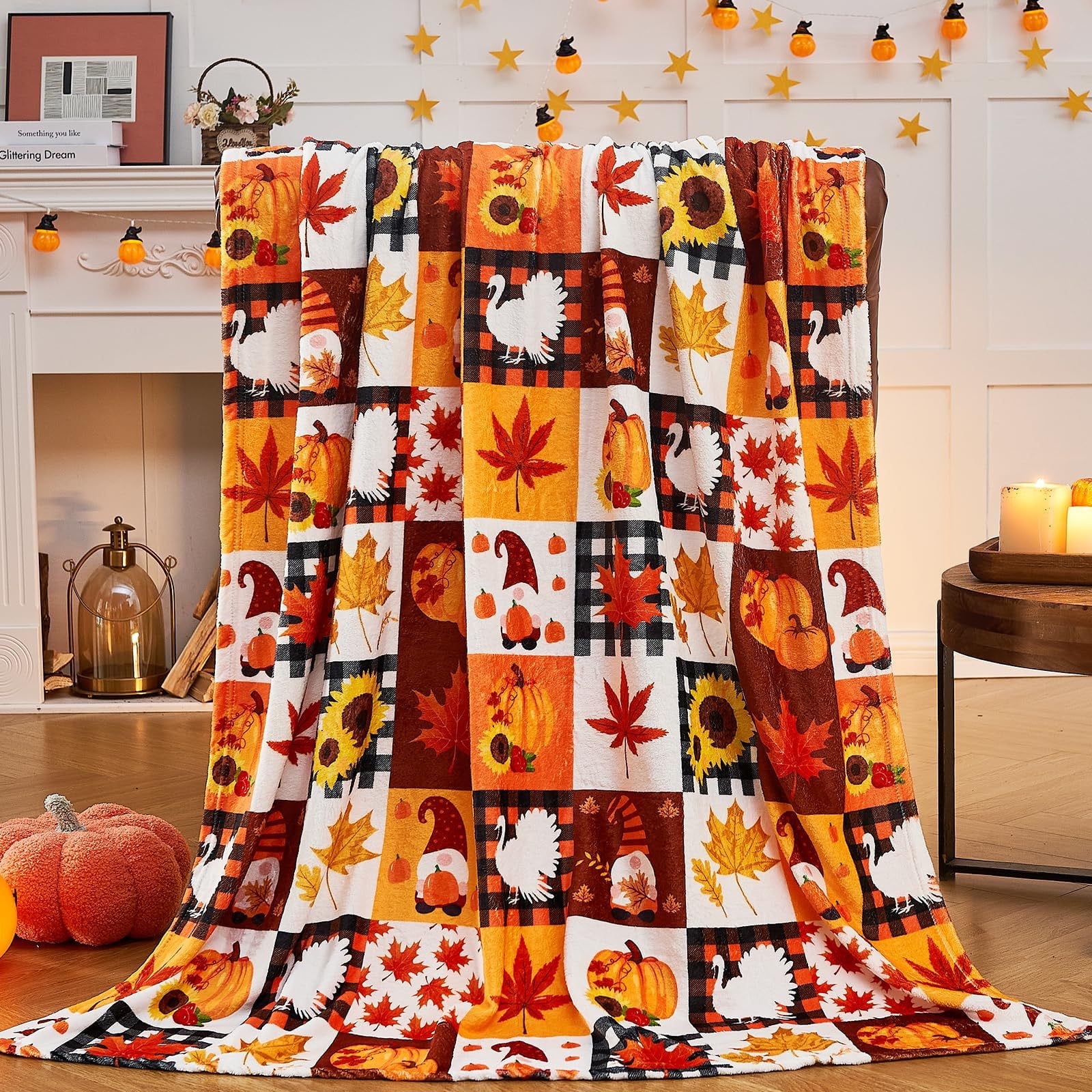 Tupukom Fall Blanket Fall Throw Blanket Soft & Warm Fluffy Decorative and Giftable Halloween Blankets for Women, Men