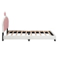 thumbnail image 5 of Twin Size Upholstered Princess Bed, Platform Bed with Crown Headboard and Footboard, Pink Bed Frame for Girls, White, 5 of 9