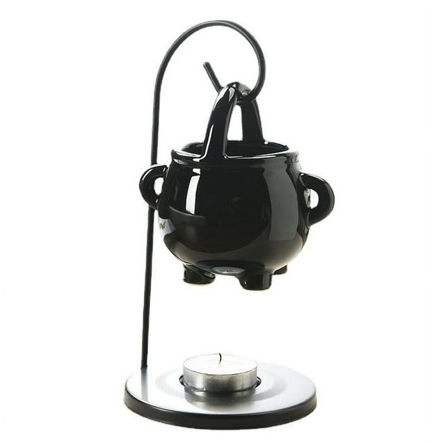 Hanging Cauldron Oil Diffuser, EDHITNR Ceramic Aroma Wax Burner with Iron Frame, Large Capacity Non-Slip Halloween Decor for Scented Oils Wax Melts Tea Lights
