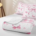thumbnail image 4 of Manfei Pink Bows Checkered Print Twin Quilt Set for Girls, Cute Ribbon Bows Twin Coverlet Set, 4 of 7