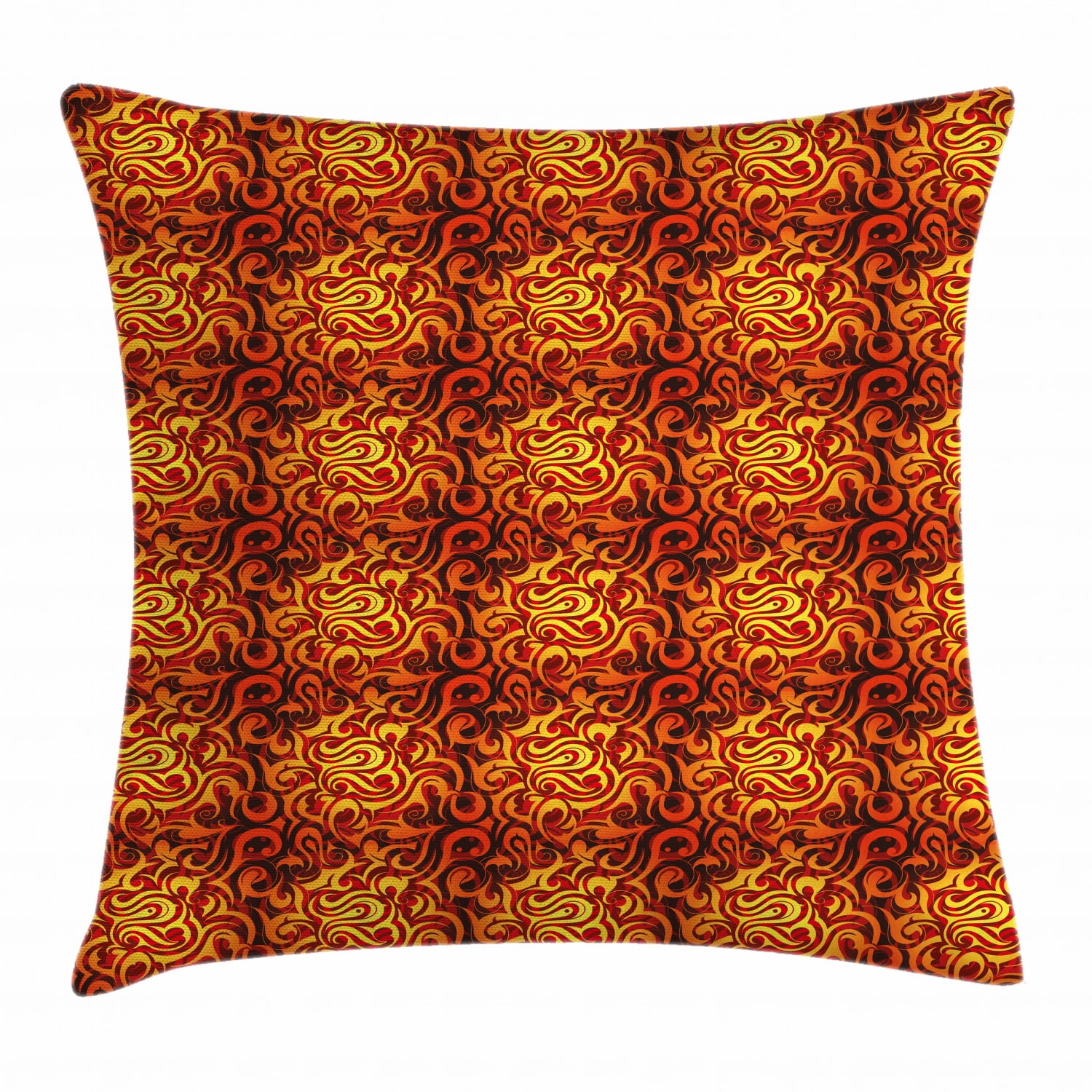 Abstract Throw Pillow Cushion Cover, Surreal Floral Pattern with Swirls