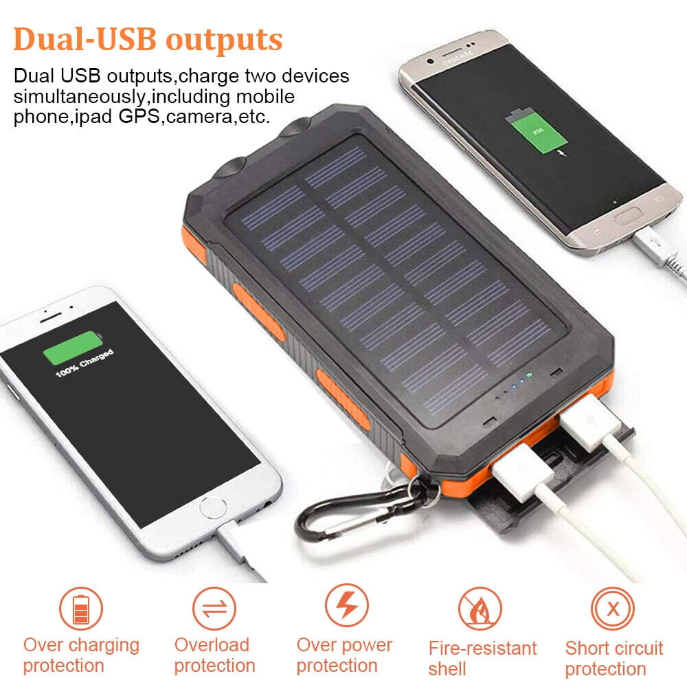 Super 10000000mAh USB Portable Charger Solar Power Bank For Cell Phone