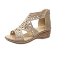 thumbnail image 2 of AXXD Beige Wedge Sandals for Women Summer Fish Mouth Rhinestone Hollow Out Sandals Back Zipper Heels Sandals, 2 of 5