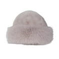 thumbnail image 2 of Eosunjian Women Winter Hat Thick Fuzzy Faux Fur Heat Retention Windproof Mongolia Style Hat Brimless Solid Color Outdoor Cycling Skiing Cap Grey, 2 of 13
