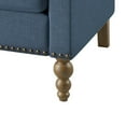 thumbnail image 5 of Accent Chair, Modern Linen Armchair Club Chair with Rivets Trim and Wooden Legs, Upholstered Couch with Thicken Armrest and Seat Cushion for Living Room, Bedroom, Balcony, Blue, 5 of 7