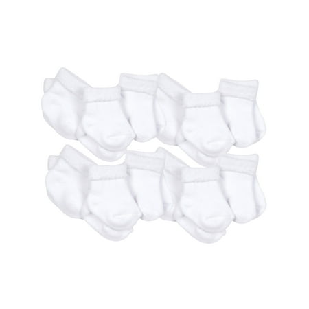 Gerber Organic Cotton Wiggle Proof White Bootie Socks, 12-Pack (Baby Boys or Baby Girls