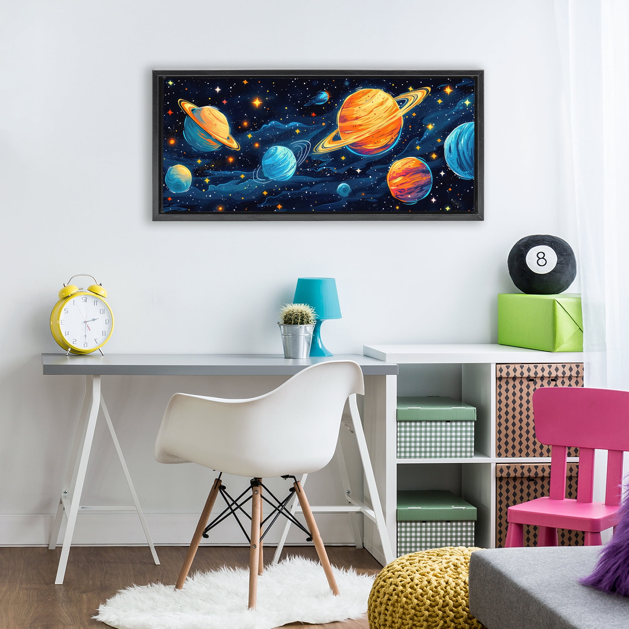 Stupell Industries Starry Universe Whimsy Black Framed Floater Canvas Wall Art, design by Creative Studio