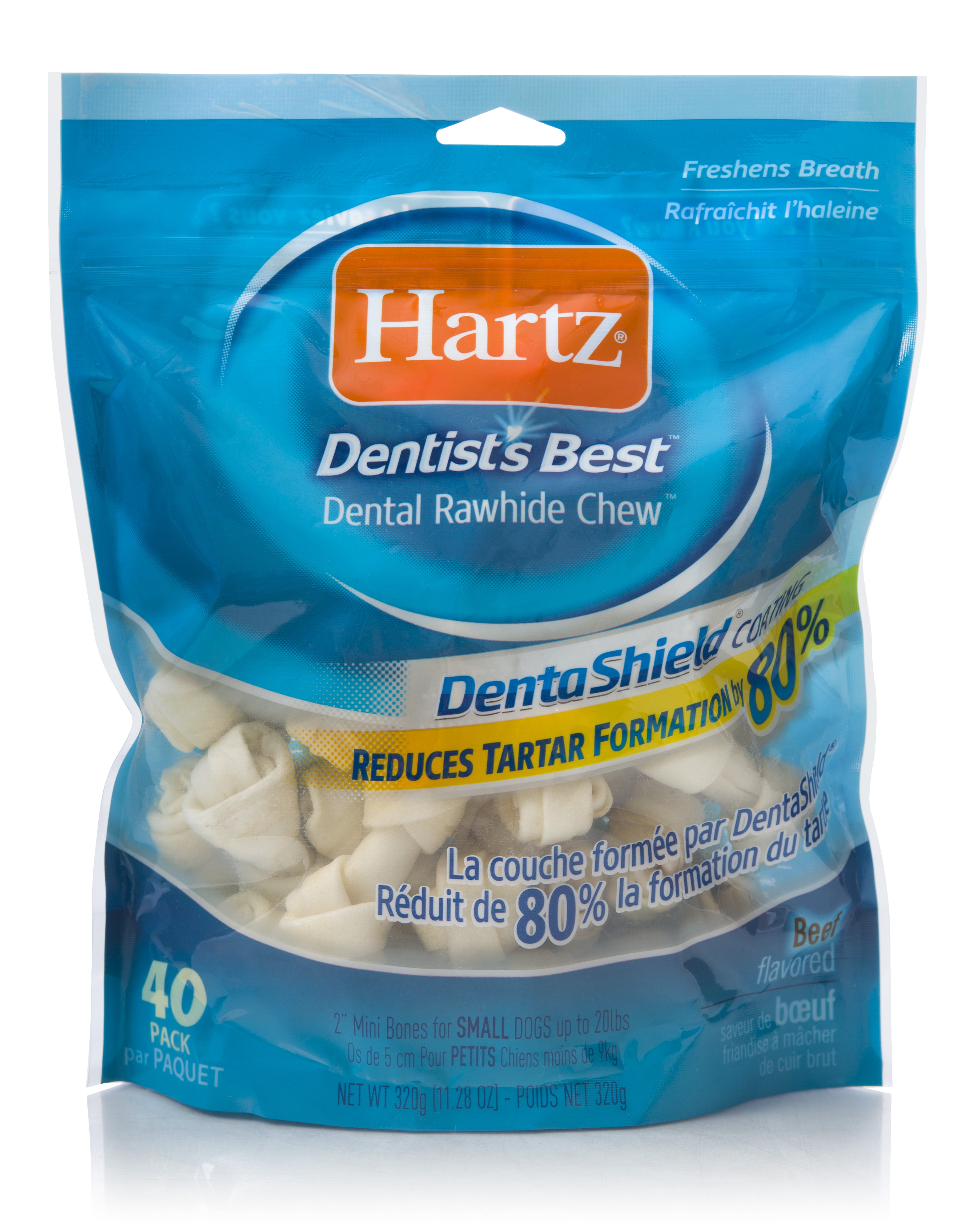 Hartz Dentist's Best 2" Mini Bones for Small Dogs, 40 ct