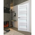 thumbnail image 6 of Interior Solid French Pre-Hung Door Frosted Glass | Veregio 7455 White Silk | Single Regular Panel Frame Trims Handle | Bathroom Bedroom Sturdy Doors -24" x 96", 6 of 6
