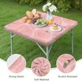 thumbnail image 4 of Pink Gold Marble Pattern Square Fitted Tablecloth with Elastic Edge,Square Table Cover,Washable Elastic Table Cover for Home Kitchen Party Decor 36"x36", 4 of 6