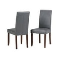 thumbnail image 1 of SIMPLIHOME Acadian Parson Dining Chair (Set of 2), Stone Grey Faux Leather and SOLID WOOD, Square, Upholstered, For the Dining Room, Contemporary Modern, 1 of 4
