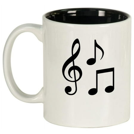 

Music Notes Ceramic Coffee Mug Tea Cup Gift for Her Him Friend Coworker Wife Husband (11oz White)