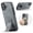 Gray, variant on for iPhone 17 Phone Case, Vintage Magnetic Finger Hand Wrist Strap Kickstand Shockproof Protective PU Leather Thin Fit Anti-Scratch Cover Compatible with iPhone 17, Purple