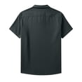 thumbnail image 6 of Men's Short Sleeve Shirt With Collar Casual Loose Fit Breathable Business Top 95% Cotton 5% Spandex Solid Color Daily Home | Zenithor,Dark Gray L, 6 of 9