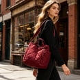 thumbnail image 6 of Mother's Day Women's Lattice Padded Puffer Tote Bag, Soft Quilted Crossbody Handbag, Lightweight Puffy Casual Satchel Purse for Daily Outings E, 6 of 8