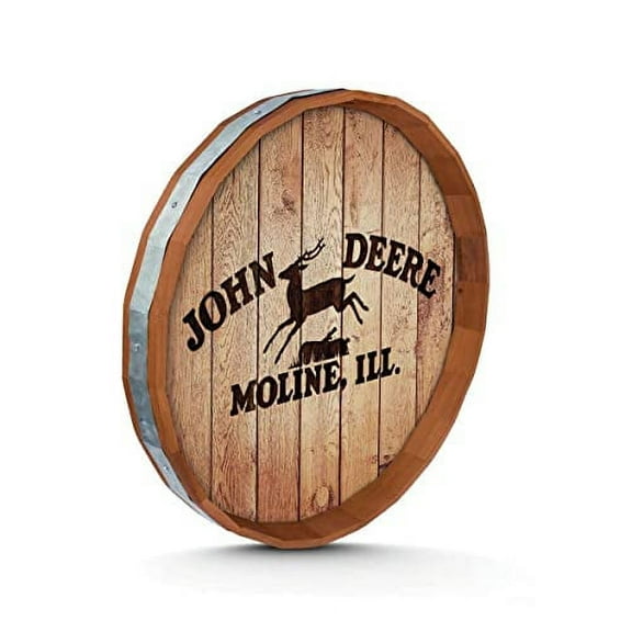 John Deere Wooden Whiskey Barrel Top Sign - LP85812
