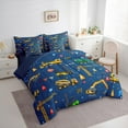 thumbnail image 3 of Manfei Cartoon Bulldozer Excavator Bedding Comforter Set 7pcs, Boys Tractors King Bedding Sets, Kids Construction Site Bed Sheets, Super Cozy Room Decor, 3 of 8