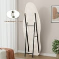 thumbnail image 6 of Full Length Mirror 63x24 Inches with Flannel Wrapped Wooden Frame, Irregular Wavy Design Shatterproof Tempered Glass Standing or Wall Mount Mirror for Bedroom Living Room Dressing Area, 6 of 7