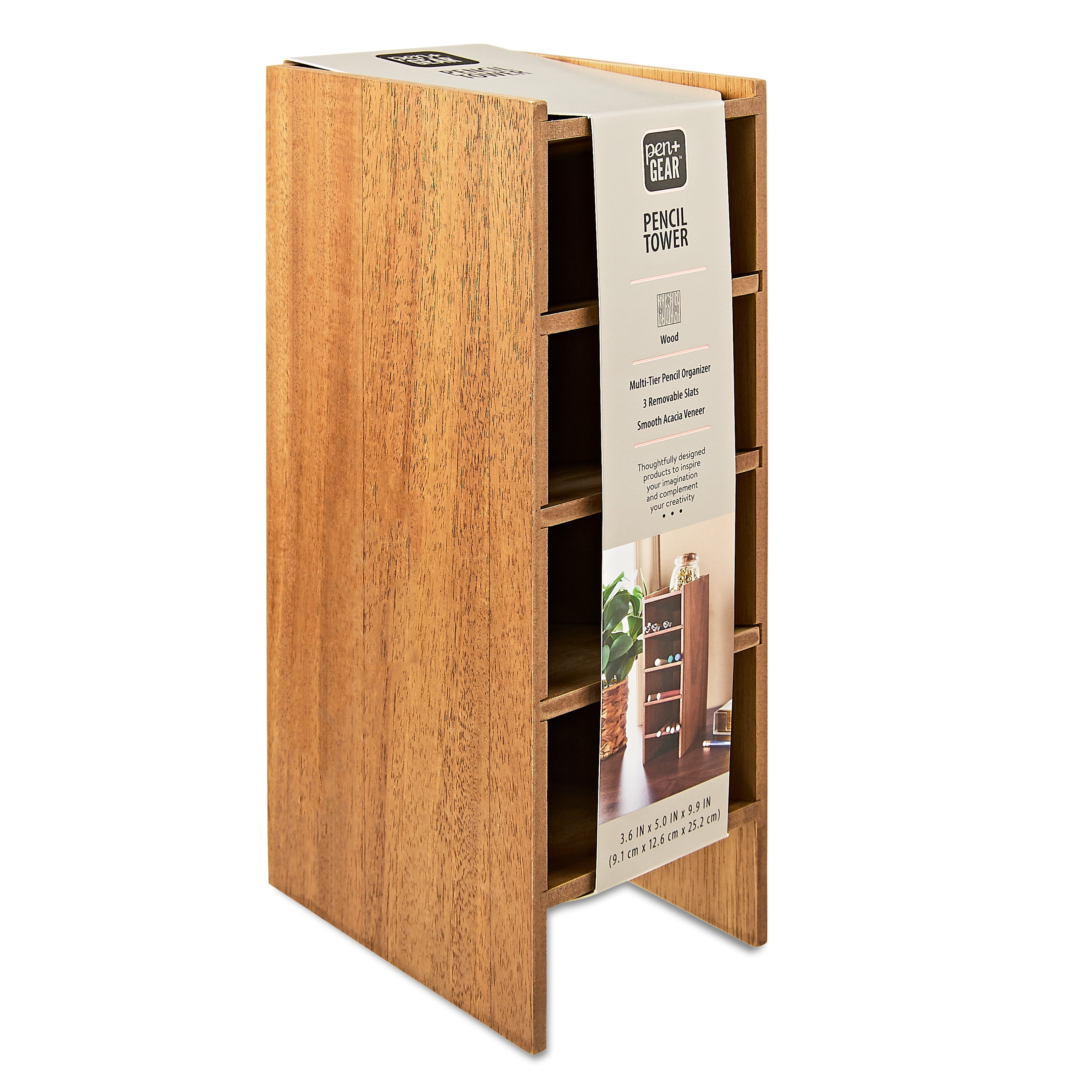 Pen+Gear Wooden Pencil Tower, 3.6 in x 5 in x 9.9 in