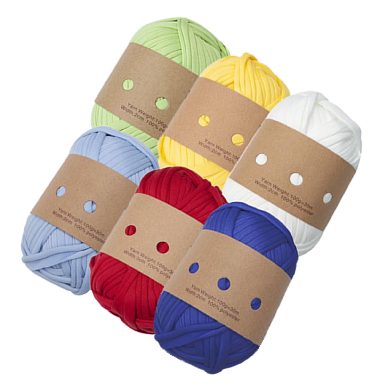 Knitting Yarn,Crocheting Knitting Yarn Set Chunky Tshirt Yarn,Fabric Cloth Thick Knitting Yarn Elastic Soft,Hand DIY Bag Cushion Knitted Crochet Cord Thread,Hand Knitting Blanket Mat Rug Yarn C