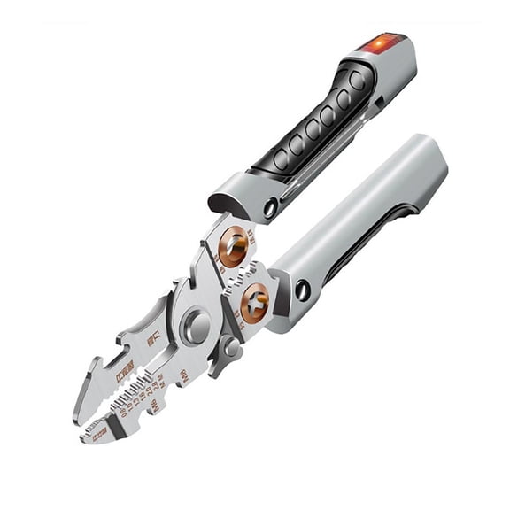 7-inch Multipurpose Wire Stripper with Electrical Tester Pen, 2 in 1 Multifunctional Wire Stripper Crimper Cable Cutter Pliers, Electrical Wire Stripper Tool Wire Stripping Pliers