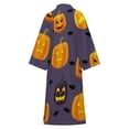 thumbnail image 6 of Halloween Design of Different Pumpkin And Bat Bathrobe Plush Bathrobe Cozy Unisex Winter Bathrobe Warm Water Absorbent, 6 of 9