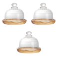 thumbnail image 2 of CHOK Cake Stand Dome Mini Lid Cover Wood Glass Plate Dessert Display Base Flat Round Server, 2 of 6