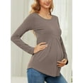 thumbnail image 2 of Yawrut Ladies Maternity ruffled Pleated Stretch Slim Comfortable long sleeve top, 2 of 6