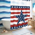 thumbnail image 5 of No Hook Shower Curtain with Built-in Rings - 4th of July Washable Waterproof Fabric Bathroom Curtains for Hotel,Rentals, 60 X 72 Inch Long , Patriotic American Stars Red White And Blue, 5 of 9