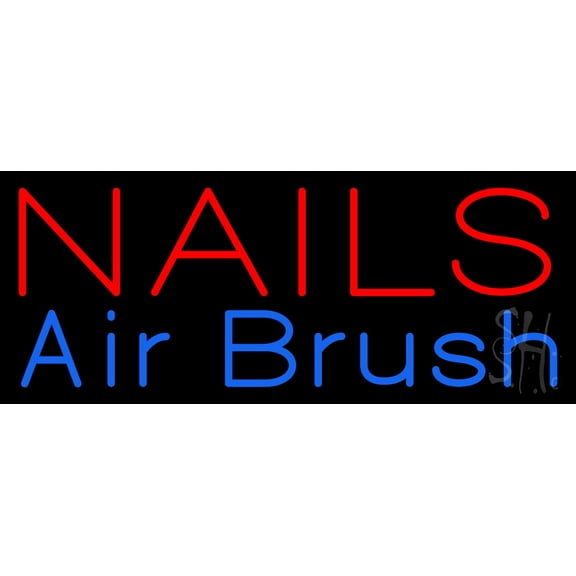 Red Nails Airbrush LED Neon Sign 13 x 32 - inches, Black Square Cut Acrylic Backing, with Dimmer - Bright and Premium built indoor LED Neon Sign for Defence Force.