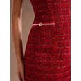 thumbnail image 4 of Red Tweed Sleeveless Mini Dress With White Trim And Front Pocket Detail, 4 of 6