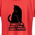 thumbnail image 2 of Instant Message - Black Cat On Books - Women's Short Sleeve Graphic T-Shirt, 2 of 6