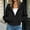 Black, variant on Ynynloco Womens Zip Up Hoodies Cropped Jackets Fall Outfits Lightweight Slouchy Drop Shoulder Casual Travel Winter with Pockets Airport Workout Athletic