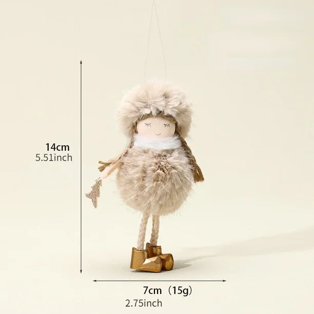 Christmas Pendant Cute Plush Angel Doll Tree Ornaments Figurine for Xmas Carnival Party Holiday Home Decorative Birthday Gift