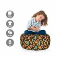 thumbnail image 2 of Food Storage Toy Bag Chair, Cartoonish Fast Food Pattern with Drinks Pizza Cookies and Popcorn, Stuffed Animal Organizer Washable Bag, Large Size, Dark Brown Multicolor, by Ambesonne, 2 of 3
