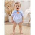 thumbnail image 5 of RUINIXCW Newborn Baby Girl Boy Halloween Outfit Infant Paid Bubble Romper Fall Summer Clothes Pumpkin Embroidery Short Sleeve Doll Collar Bodysuit, 5 of 10