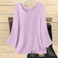 thumbnail image 5 of yoeyez Cotton Linen Tops for Women 3/4 Sleeve Tunic Tops Loose Crew Neck Solid Color T Shirts Dressy Lightweight Business Casual Blouse Pink,XXL, 5 of 6