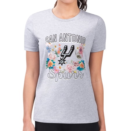 Women s G-III 4Her by Carl Banks Heather Gray San Antonio Spurs Super-Slim Fit Lightweight Flowers Team Logo Graphic