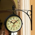 thumbnail image 4 of Retro Double-Sided Station Clock,Vintage Industrial Two Sides Wall Hanging Clock 5inch Garden Wall Clock, Black, 4 of 7