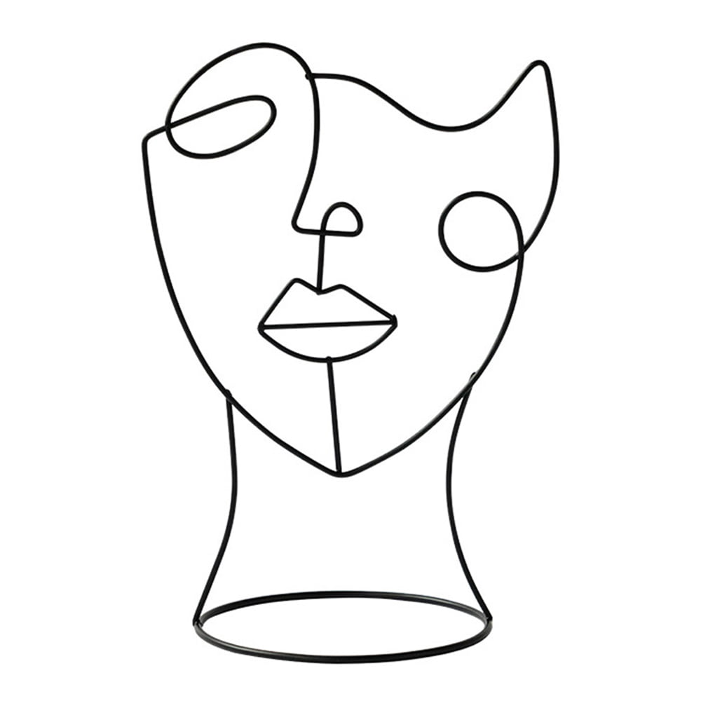 Single Line Face Art Black Decorative Statue in Minimalist Design as Abstract Decoration for Any Home HPGCS Modern Decorative Figure