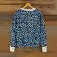 thumbnail image 4 of Uaswgudfs Women's Blue Floral Printed Knit Cardigan, Long Sleeve Button-Front Crew Neck Casual Fashion Outerwear - Trendy Spring Summer Sweater Blue M, 4 of 4