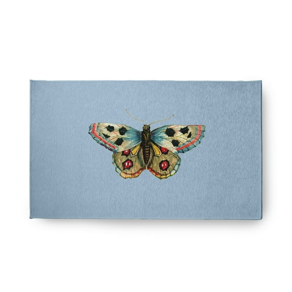 18" x 30" Simply Daisy Brushfoot Butterfly Novelty Chenille Area Rug, Lighter than Air Blue