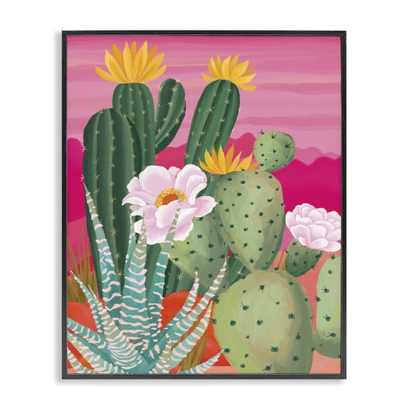 Stupell Industries Bohemian Sunset Cactus Plants Black Framed Giclee Art, 11 x 14, by Cat Thurman Designs
