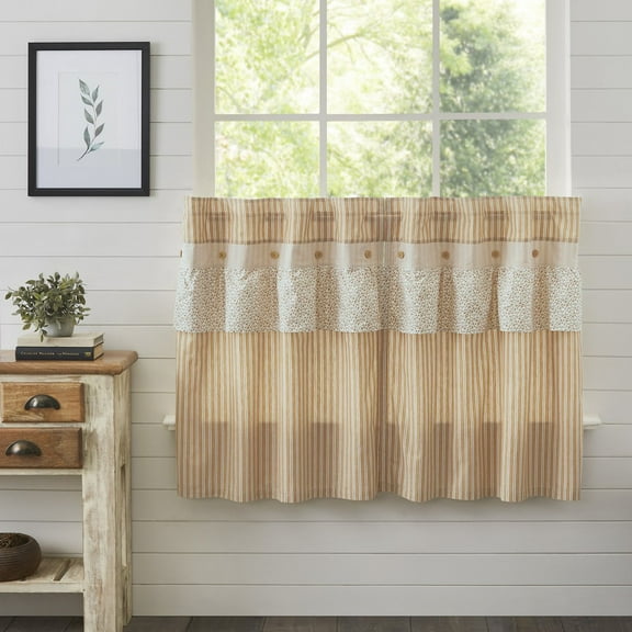 Farmhouse 36"x36" Tier Pair Yellow Rod Pocket Kitchen Window Curtains