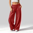 thumbnail image 3 of Womens Barrel Sweatpants, Baggy Wide Leg Lounge Pants Drawstring Elastic Waist Soft, 3 of 7