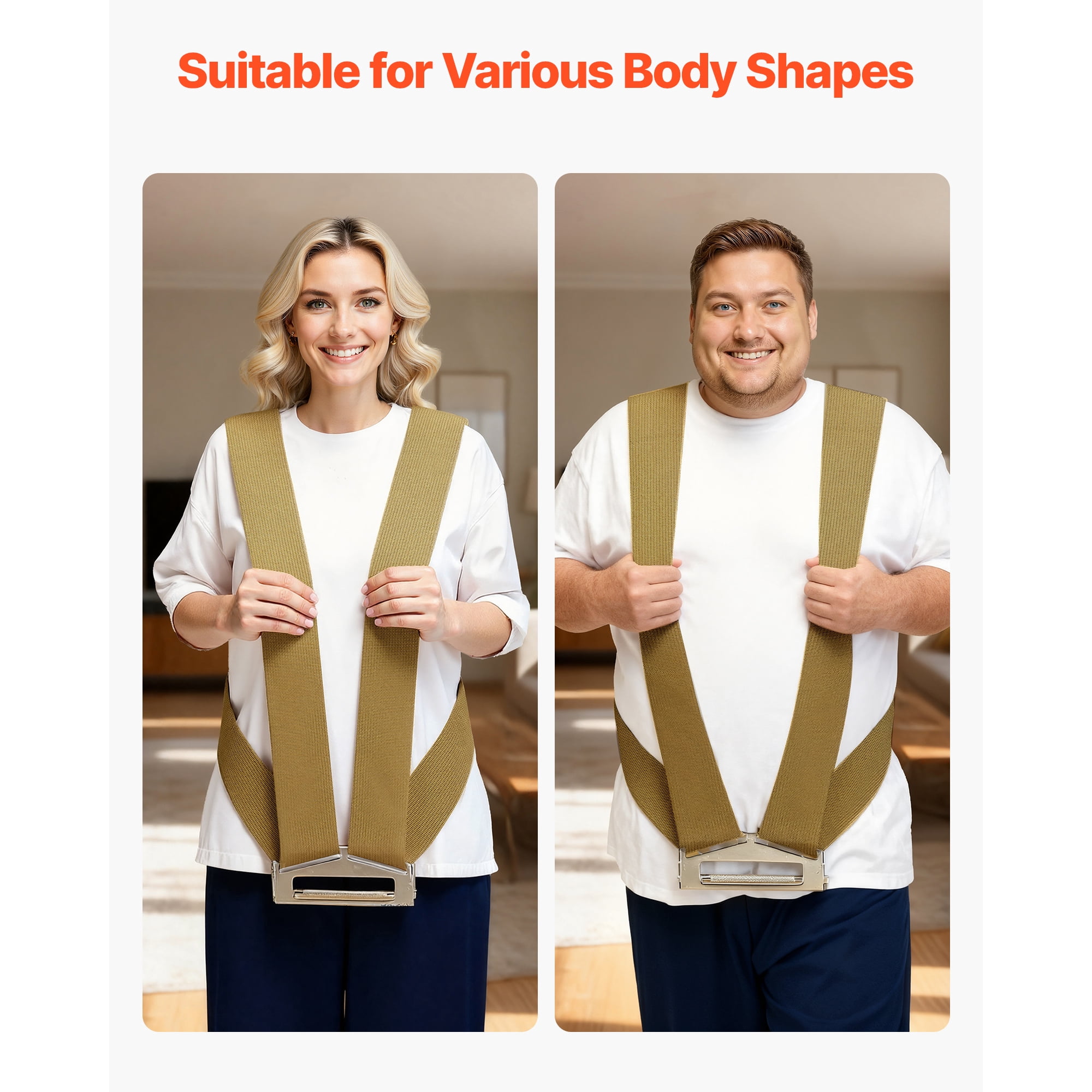 KFFKFF Adjustable Moving Straps, Supports up to 1000 lbs, 2-Person Lifting System with Harness Straps & Load-bearing Strap, Ideal for Moving Furniture, Appliances, and Mattresses
