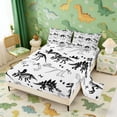 thumbnail image 2 of Erosebridal Cartoon Dinosaur Print Full Size Sheets for Kids, White Black Bed Sheets, 4pcs (1 Flat Sheet, 1 Fitted Sheet and 2 Pillowcases), 2 of 6