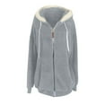 thumbnail image 4 of Reduce Womens Oversized Fuzzy Fleece Open Front Hooded Pockets Cardigan Jackets Loose Fit Sherpa Coat Color Block Print Winter Warm Plush Zip Outerwear (Blue#01 XXL), 4 of 5
