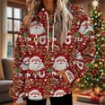 thumbnail image 4 of SwiftWear Women's Christmas Santa Print Fluffy Hoodie - Festive Plush Lined Pullover with Front Pockets, Cozy Holiday Loungewear Red, 4 of 6
