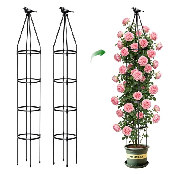 2 Pcs 78.7in Garden Obelisk Trellis for Climbing Plants-Rustproof Metal Pipe with Heavy Duty Plastic Coated, Garden Outdoor Indoor Potted Plant Support for Clematis Vine Jasmine Support（2 Pack）